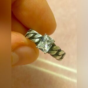 925 Silver Ring with Clear Stone. Unisex. Size 8